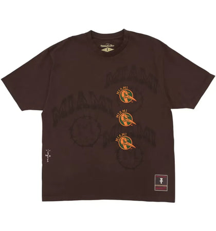 Travis Scott x Mitchell & Ness Miami Hurricanes Seal T-Shirt Brown - authentic Travis Scott apparel