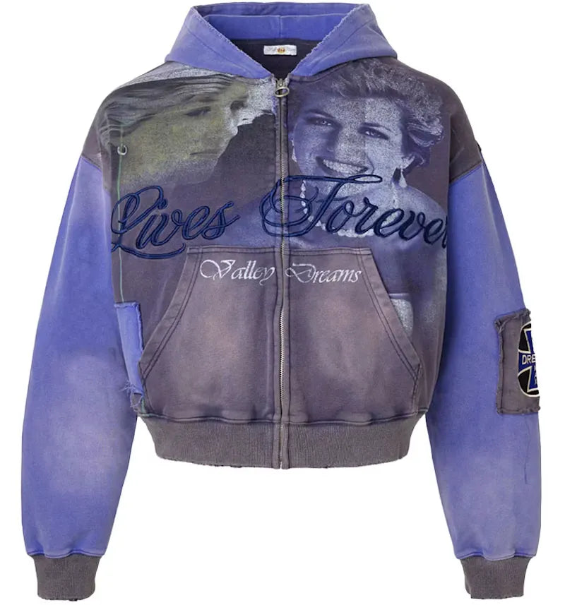 Vale Forever Queen Zip Up Hoodie Blue - vue 360