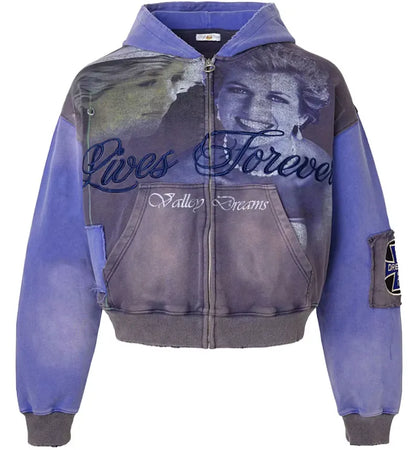 Vale Forever Queen Zip Up Hoodie Blue - authentic Vale Forever apparel