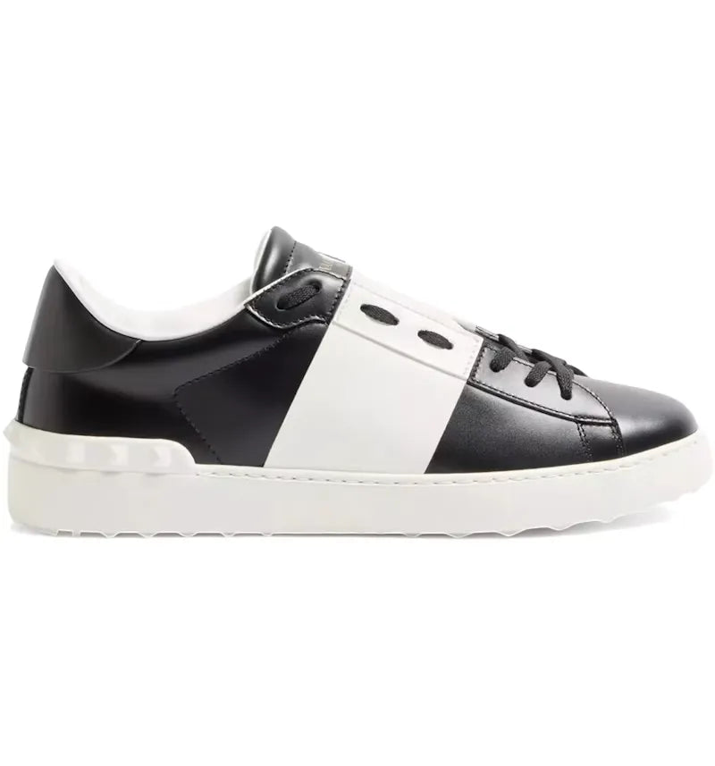 Valentino Calfskin Open Sneaker Black White Rockstud - vue 360