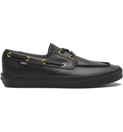 Vans 2-Eyelet Boat Shoe Leather Black - authentic Vans sneakers