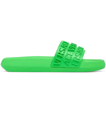 Versace Allover Logo Slides Bright Green - authentic Versace sneakers