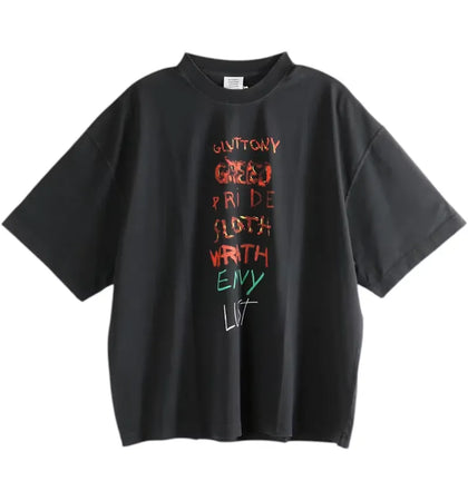 Vetements 7 Sins T-shirt Washed Out Black - authentic Vetements apparel