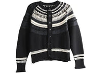 Y's Women's Fair Isle Round Neck Cardigan Off White