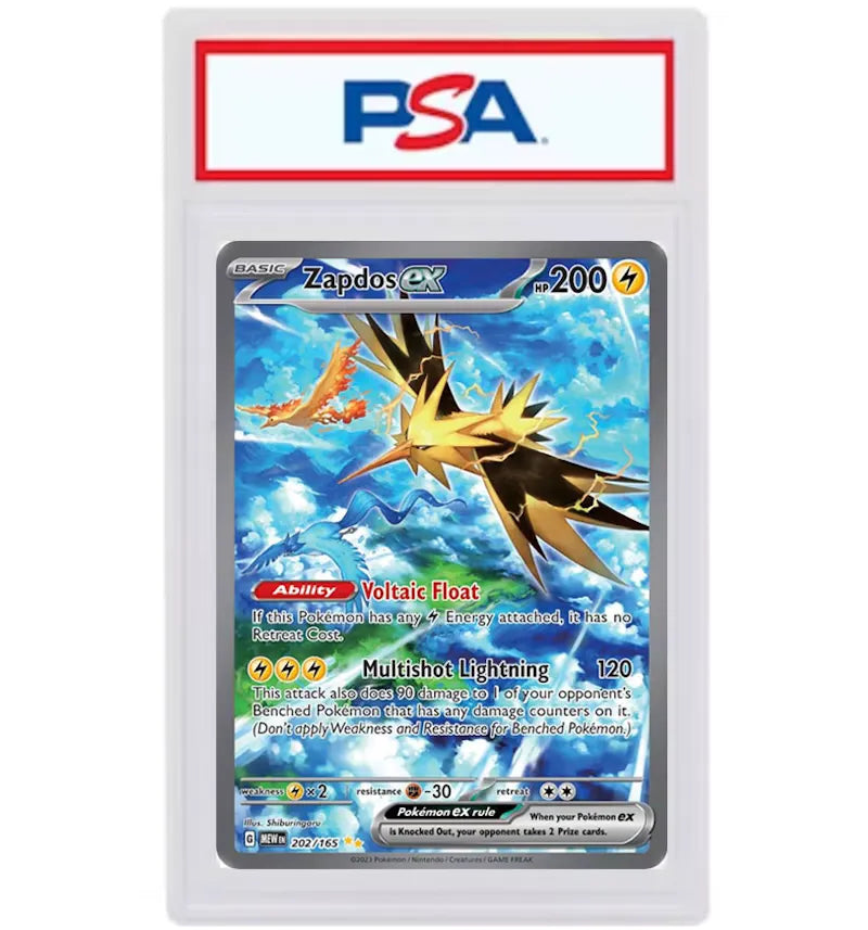Zapdos ex 2023 Pokémon Scarlet & Violet 151 Special Illustration Rare #202/165 (PSA or BGS Graded) - vue 360